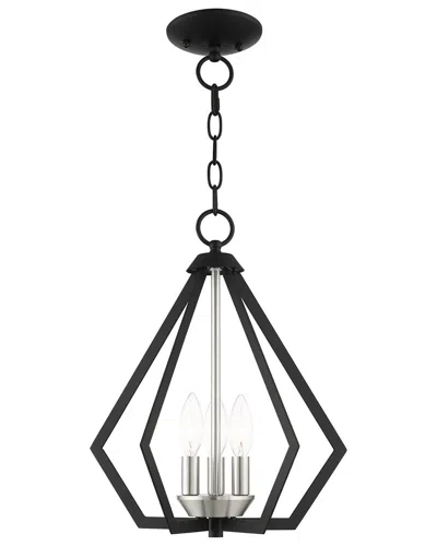 Livex Lighting 3-light Black With Brushed Nickel Cluster Convertible Semi Flush Pendant