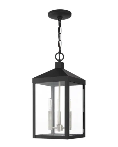 Livex Lighting 3-light Black With Brushed Nickel Cluster Outdoor Pendant Lantern