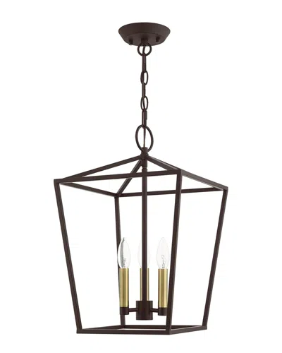 Livex Lighting 3-light Bronze Convertible Semi Flush Lantern