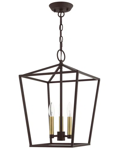 Livex Lighting 3-light Bronze Convertible Semi Flush Lantern In Animal Print