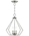 Livex Lighting 3-light Brushed Nickel Convertible Mini Chandelier In Silver