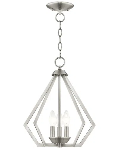 Livex Lighting 3-light Brushed Nickel Convertible Mini Chandelier In Silver