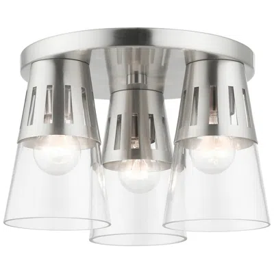 Livex Lighting 3 Light Brushed Nickel Flush Mount