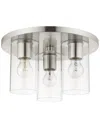 Livex Lighting 3-light Brushed Nickel Flush Pendant In Metallic