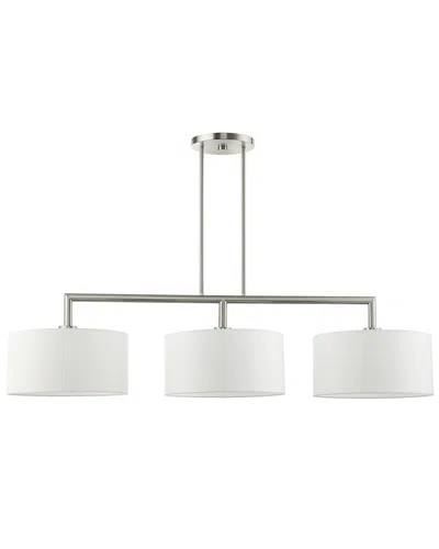 Livex Lighting 3 Light Brushed Nickel Large Linear Chandelier