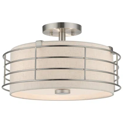 Livex Lighting 3 Light Brushed Nickel Large Semi-flush