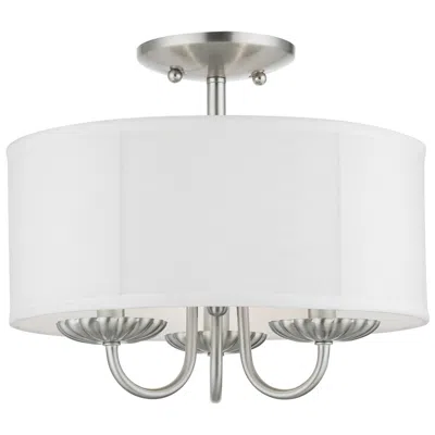 Livex Lighting 3 Light Brushed Nickel Semi-flush In White