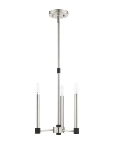 Livex Lighting 3-light Brushed Nickel With Satin Brass Accents Chandelier In Metallic