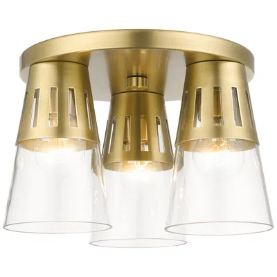 Livex Lighting 3 Light Natural Brass Flush Mount
