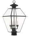 Livex Lighting 3-light Outdoor Post Top Lantern In Black