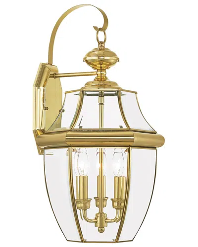 Livex Lighting 3-light Outdoor Wall Lantern In Gold