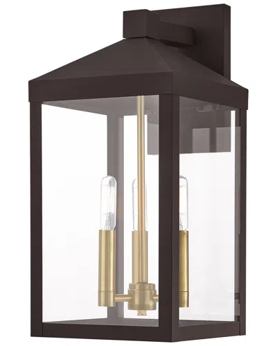 Livex Lighting 3-light Outdoor Wall Lantern In Gold