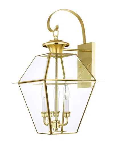 Livex Lighting 3-light Polished Brass Outdoor Wall Lantern