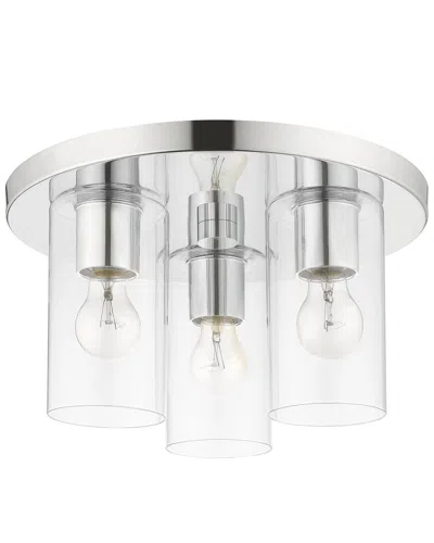 Livex Lighting 3-light Polished Chrome Flush Pendant In Metallic