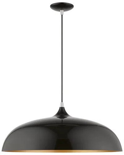 Livex Lighting 3 Light Shiny Black With Polished Chrome Accents Large Pendant