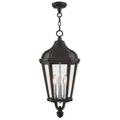 Livex Lighting 3 Light Textured Black Outdoor Pendant Lantern