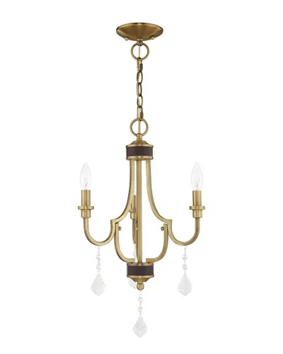 Livex Lighting 3-light Antique Brass Mini Chandelier In Metallic