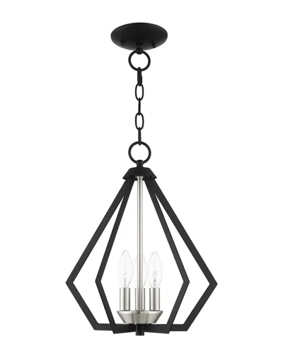 Livex Lighting 3-light Black With Brushed Nickel Cluster Convertible Semi Flush Pendant