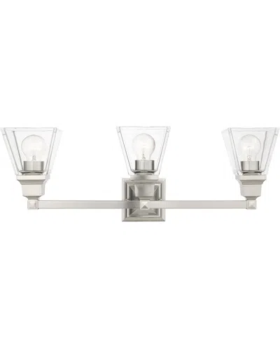 Livex Lighting 3-light Brushed Nickel Vanity Sconce In Silver
