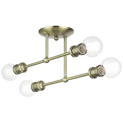 Livex Lighting 4 Light Antique Brass Large Semi-flush