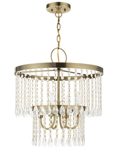 LIVEX LIGHTING LIVEX LIGHTING 4 LIGHT ANTIQUE BRASS PENDANT CHANDELIER