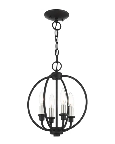Livex Lighting 4-light Black With Brushed Nickel Accents Convertible Semi Flush Chandelier