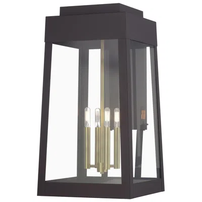 Livex Lighting 4 Light Bronze Outdoor Extra Large Wall Lantern With Antique Brass Candles