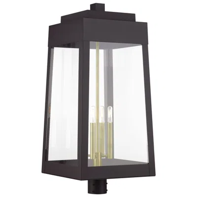 Livex Lighting 4 Light Bronze Outdoor Extra Large Wall Lantern With Antique Brass Candles