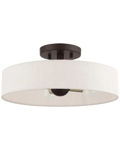 Livex Lighting 4-light Bronze With Antique Brass Accents Semi Flush Pendant