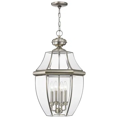 Livex Lighting 4 Light Brushed Nickel Outdoor Pendant Lantern