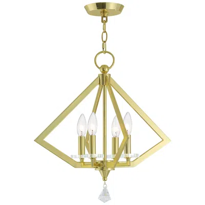 Livex Lighting 4 Light Polished Brass Mini Chandelier
