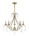 Livex Lighting 5-light Antique Brass With Clear Crystals Chandelier In Metallic