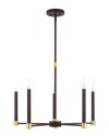 Livex Lighting 5-light Bronze With Satin Brass Accents Chandelier In Bronze