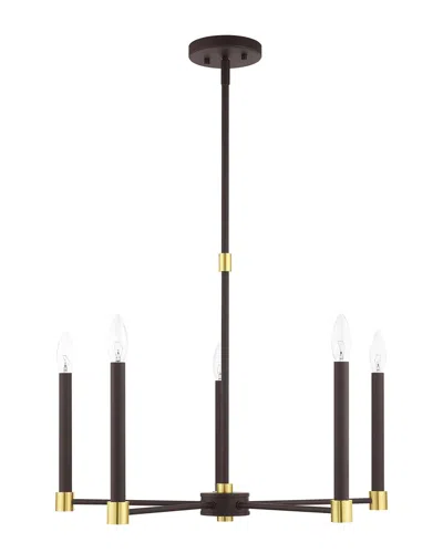 Livex Lighting 5-light Bronze With Satin Brass Accents Chandelier