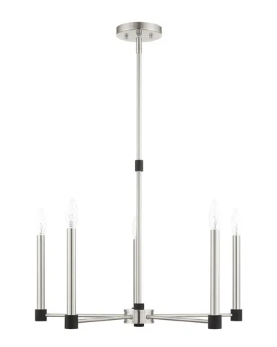 Livex Lighting 5-light Brushed Nickel With Satin Brass Accents Chandelier In Metallic