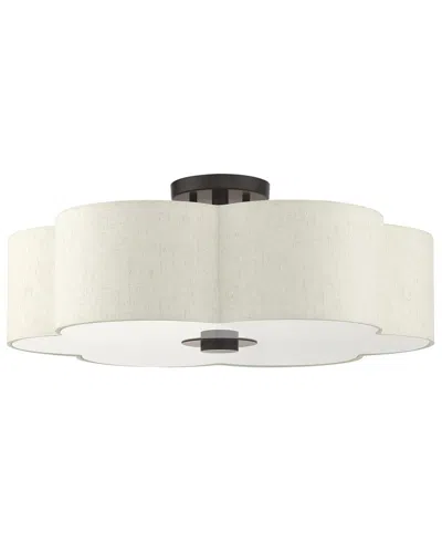 Livex Lighting 5 Light English Bronze Semi-flush In White