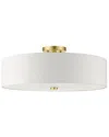 Livex Lighting 5 Light Satin Brass Semi-flush In White