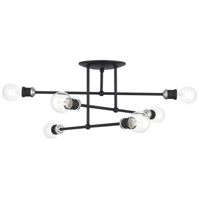 Livex Lighting 6 Light Black Extra Large Semi-flush With Brushed Nickel Accents
