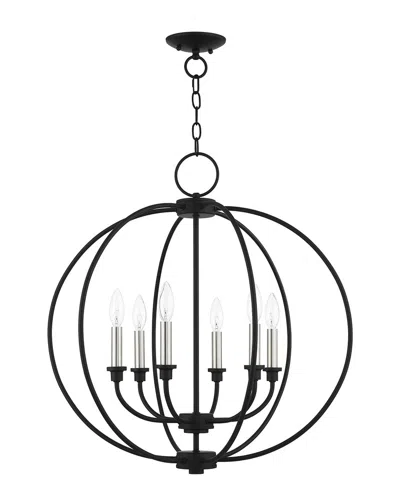 Livex Lighting 6-light Black With Brushed Nickel Accents Chandelier