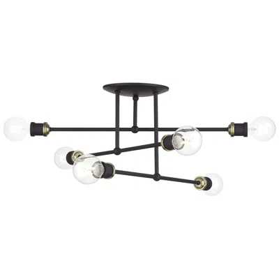 Livex Lighting 6 Light Bronze Extra Large Semi-flush With Antique Brass Accents