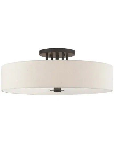 Livex Lighting 6 Light English Bronze Semi-flush In Neutral