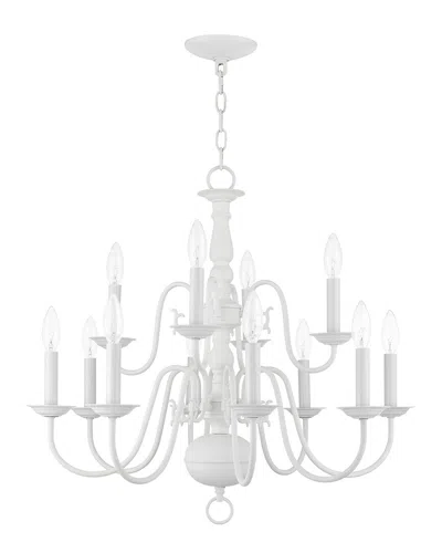 Livex Lighting 8 + 4-light White Chandelier