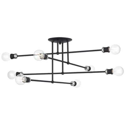 Livex Lighting 8 Light Black Extra Large Semi-flush With Brushed Nickel Accents