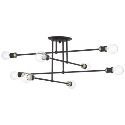 Livex Lighting 8 Light Bronze Extra Large Semi-flush With Antique Brass Accents