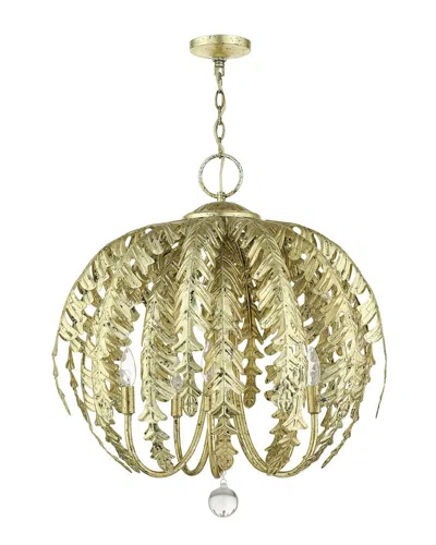 Livex Lighting Acanthus Gold 5 Light Chandelier In White
