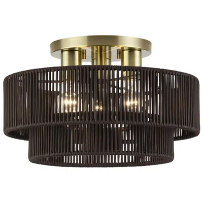 Livex Lighting Acordia 3 Light Antique Brass Large Semi-flush