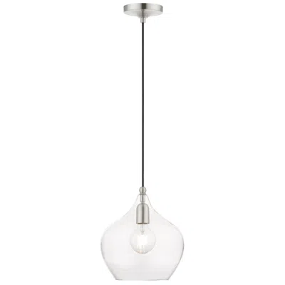 Livex Lighting Aldrich 9 3/4" Brushed Nickel Clear Glass Dome Pendant