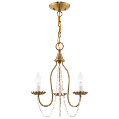 Livex Lighting Alessia 3 Light Antique Brass Mini Chandelier