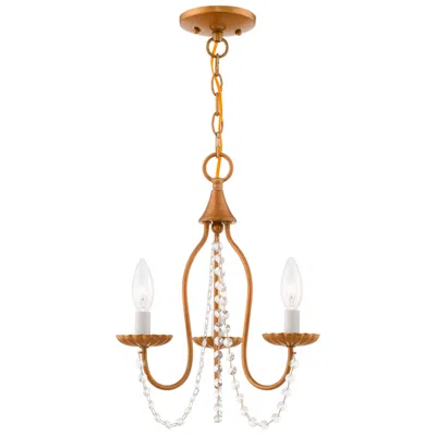 Livex Lighting Alessia 3 Light Antique Gold Leaf Mini Chandelier