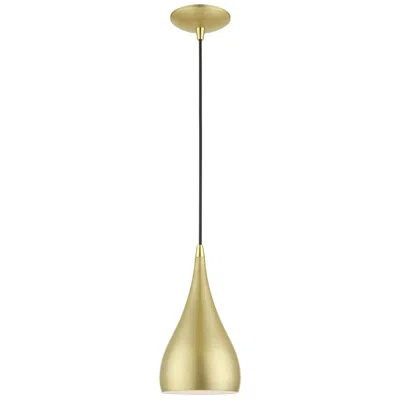 Livex Lighting Amador 1 Light Soft Gold With Polished Brass Accents Mini Pendant